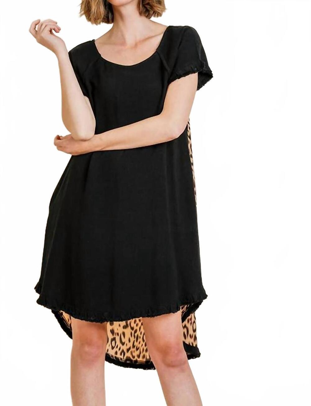 NEW UMGEE andrea hi low leopard back dress in black